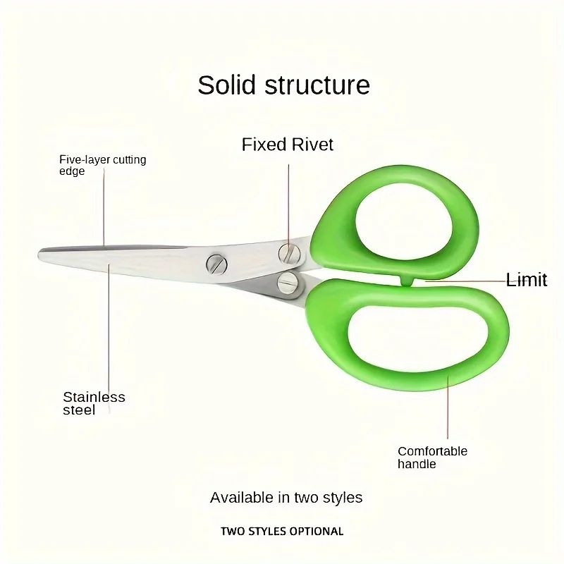 Multifunctional 5Layer Stainless Steel Herb Scissors Kitchen Scallion Cutter For Spices Onion Seaw 3