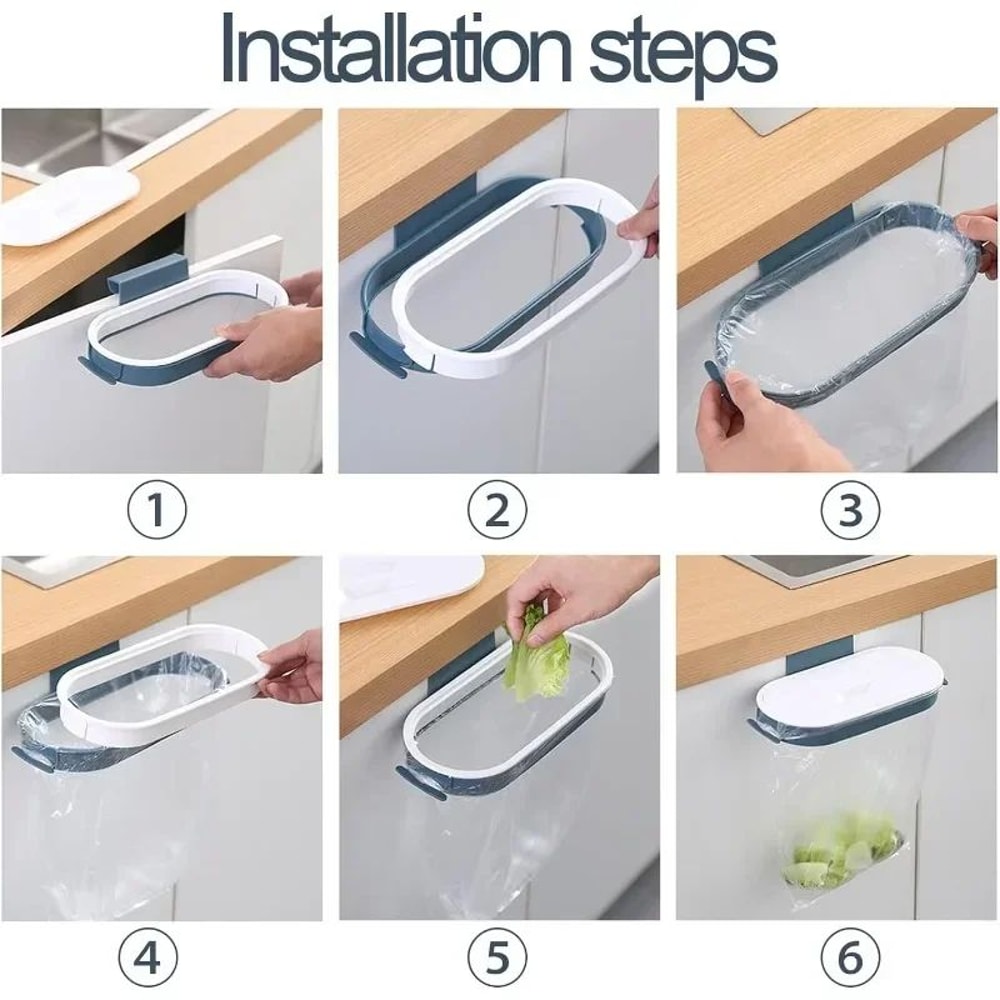 Multipurpose Hanging Trash Bag Holder Towel Rack Portable Kitchen Cabinet Garbage Organizer For B 5