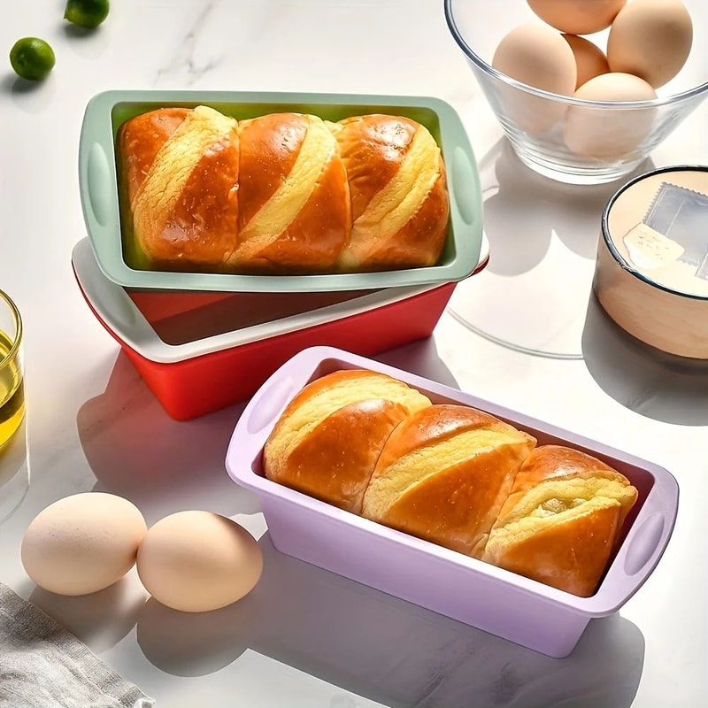 NonStick Silicone Loaf Pan Rectangle Bread Cake Mold BPAFree Flexible Baking Tray For Brownies To 2