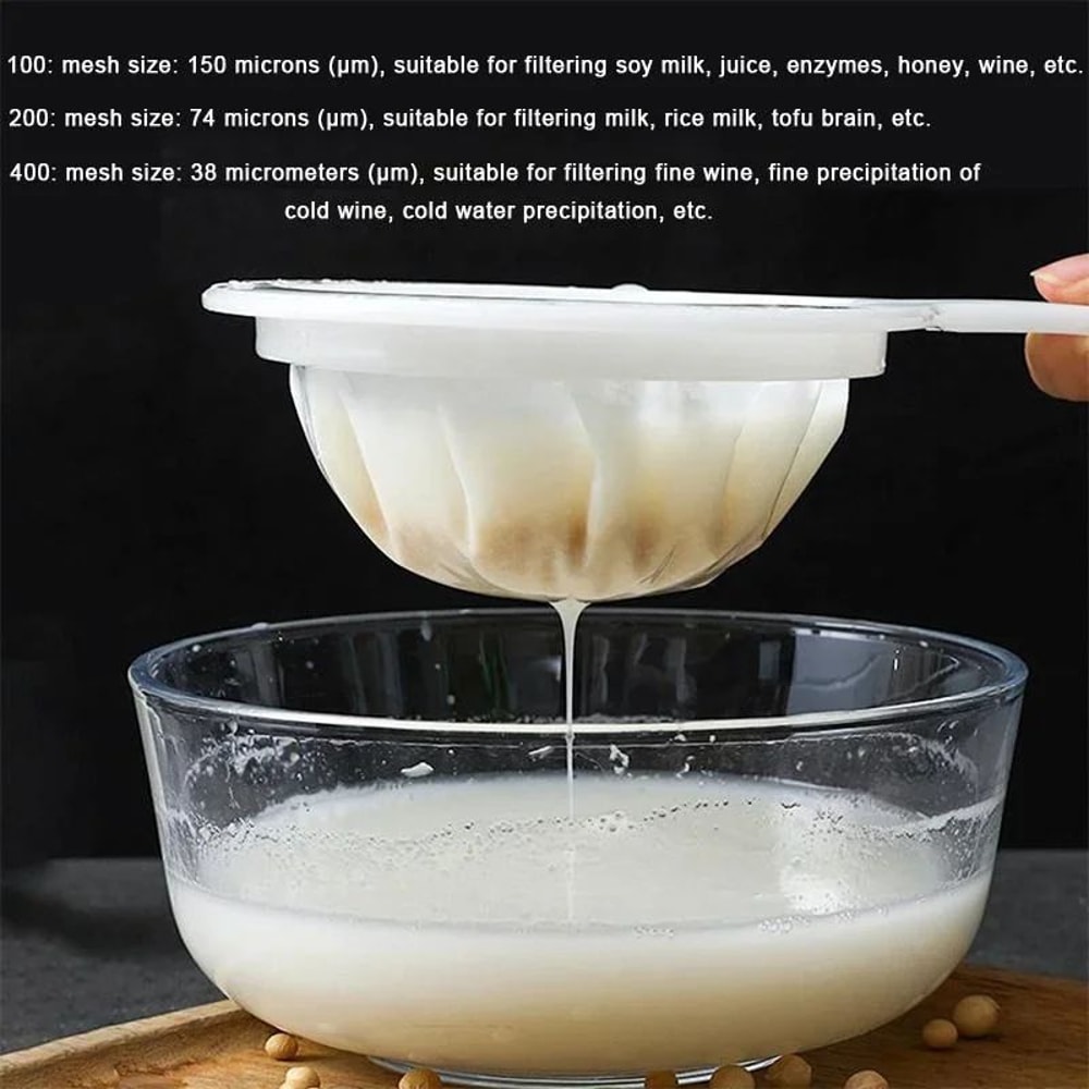 UltraFine Nylon Mesh Strainer With Handle Plastic Fine Sieve Filter For Soy Milk Coffee Juice Yog 4
