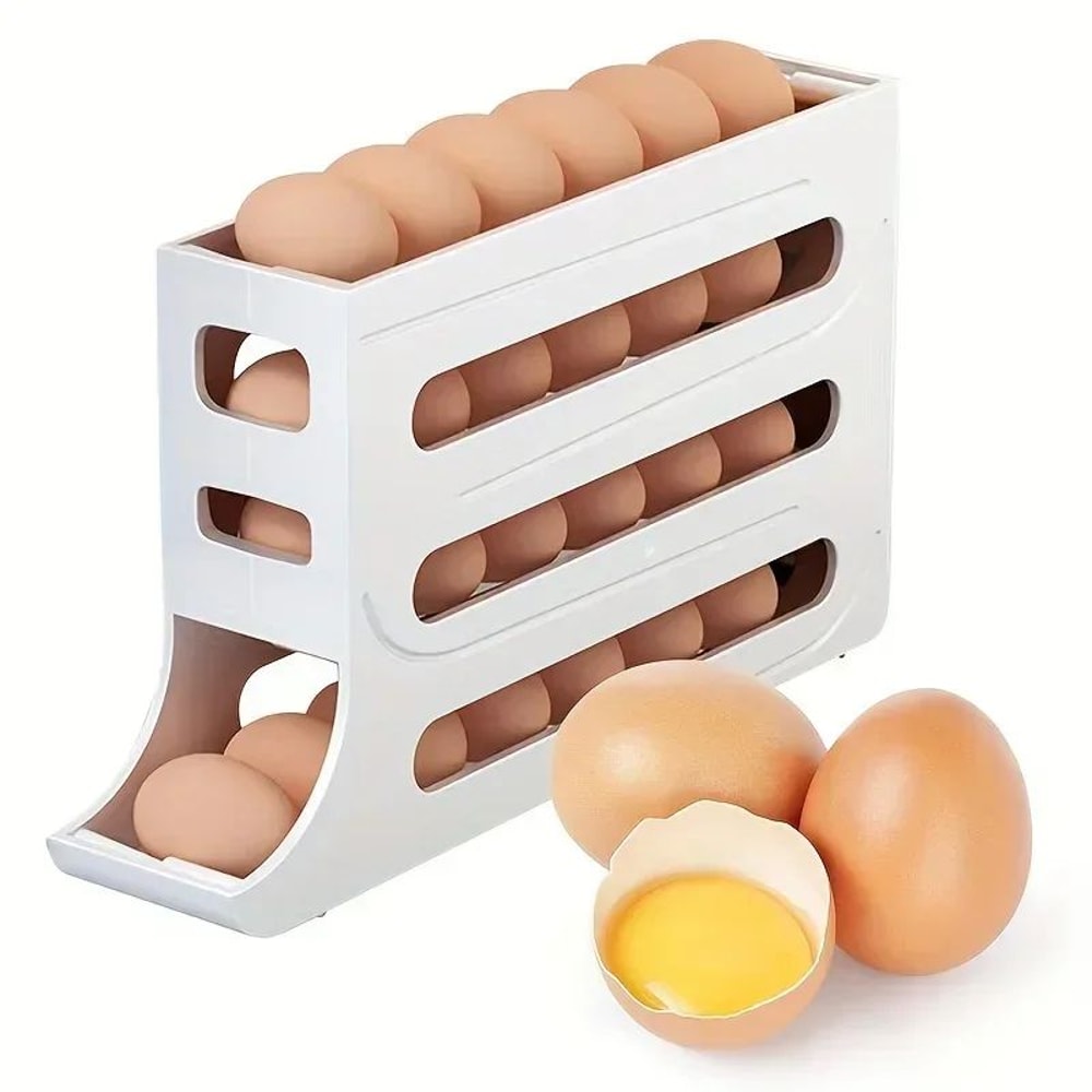 Auto Rolling Egg Holder For Fridge 4 Tier Refrigerator Egg Organizer Space Saving Egg Container Dis 6