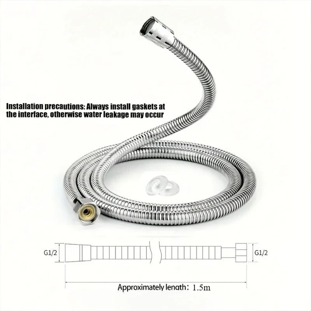 Stainless Steel Shower Hose Extension 15m Or 2m Flexible Anti Tangle Bathroom Handheld Shower Water 6