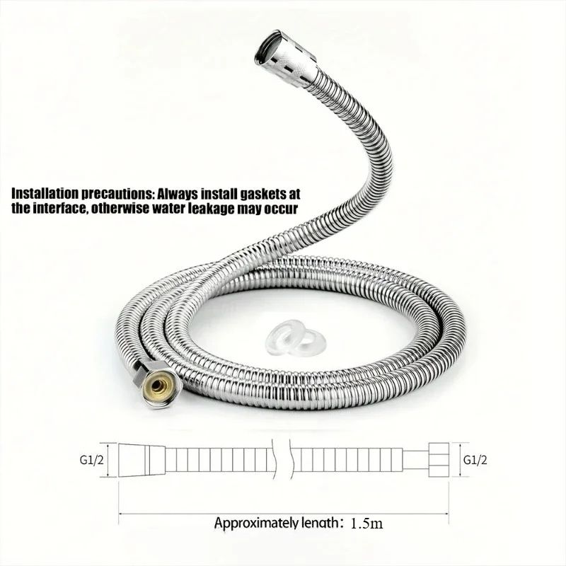 Stainless Steel Shower Hose Extension 15m Or 2m Flexible Anti Tangle Bathroom Handheld Shower Water 6