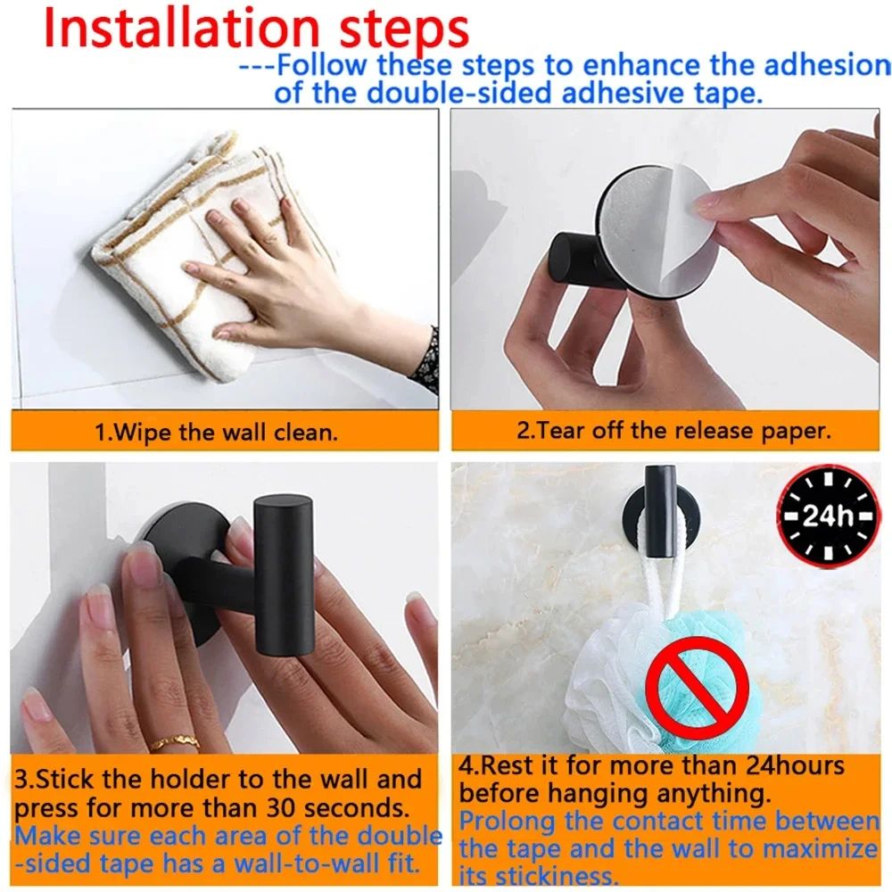 Stainless Steel Adhesive Robe Hook Heavy Duty Wall Mounted Towel Hook For Bathroom Kitchen Garage S 3