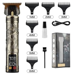 t9 lcd hair trimmer for men, precision beard and body clipper, wet dry waterproof blades, 90 minute runtime