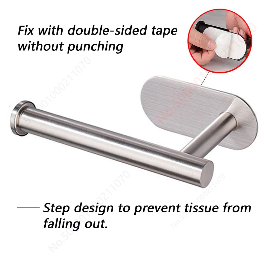Stainless Steel Adhesive Toilet Paper Holder Set Of 2 No Drill Bathroom And Kitchen Paper Towel Rac 2