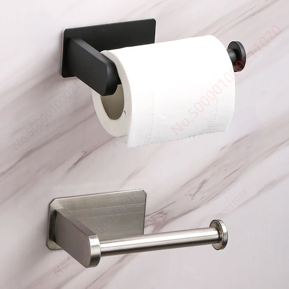 Stainless Steel Adhesive Toilet Paper Holder Set Of 2 No Drill Bathroom And Kitchen Paper Towel Rac 5