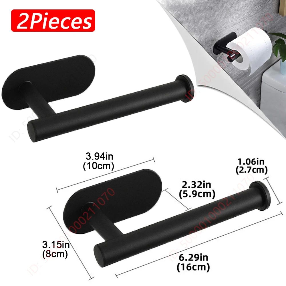 Stainless Steel Adhesive Toilet Paper Holder Set Of 2 No Drill Bathroom And Kitchen Paper Towel Rac 11