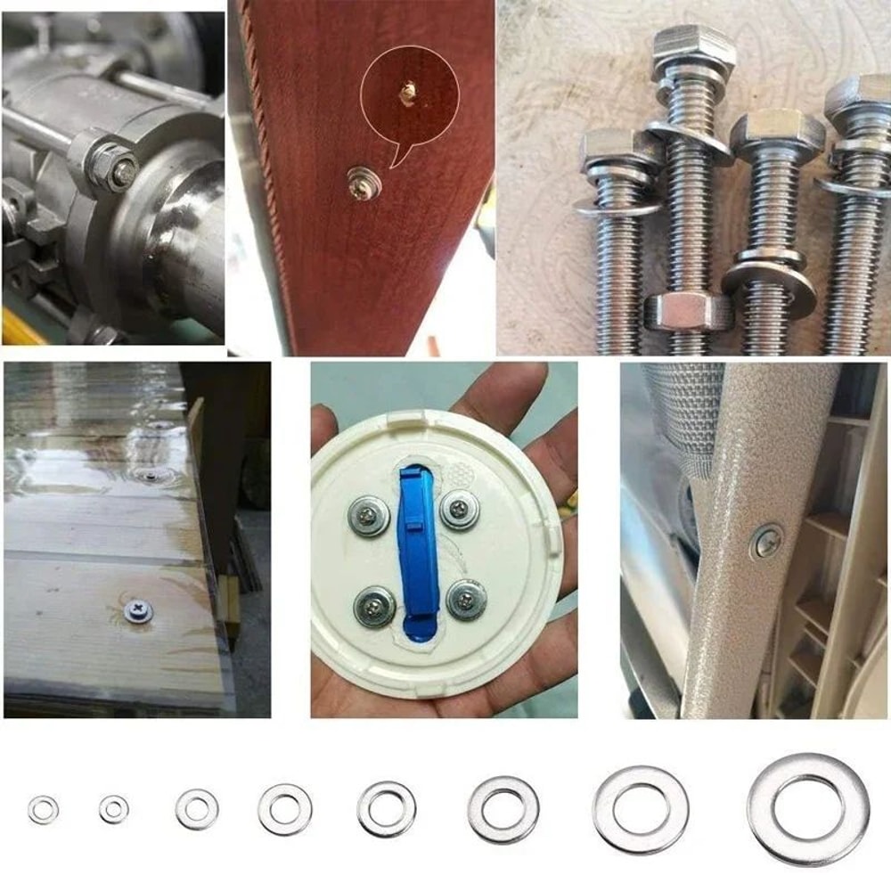 Stainless Steel Flat Washer Assortment Kit 180580pcs M2M12 Rings Gaskets For Screws Bolts Fasteners