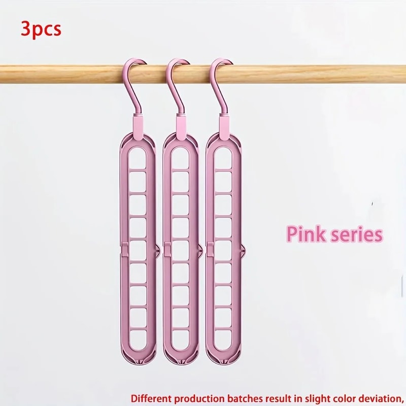 3 Piece 9 Hole Foldable Clothes Hangers Space Saving Heavy Duty Plastic Closet Organizer For Wardro 8