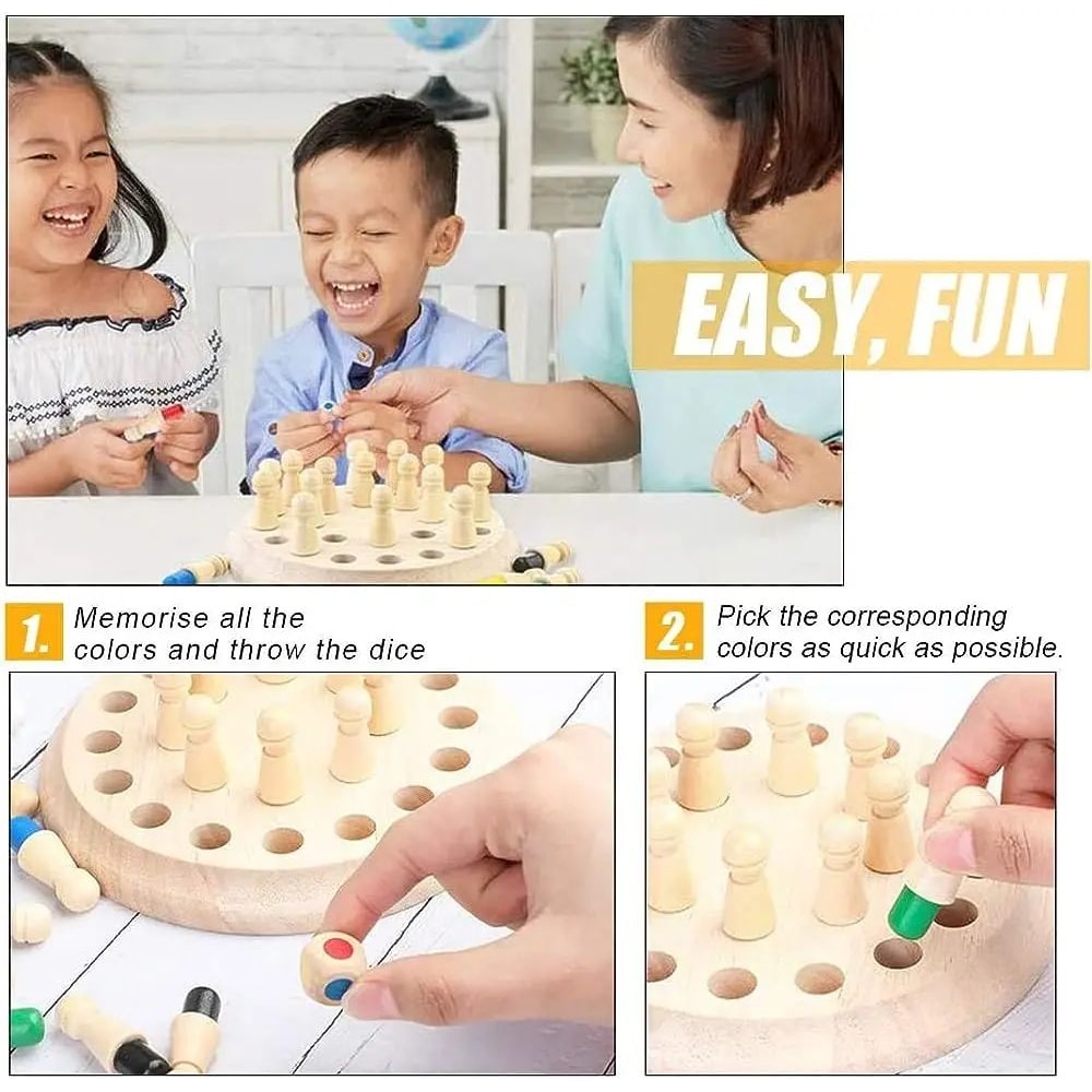 Wooden Memory Match Stick Chess Game Montessori Color Matching Board Puzzle Educational Toy For Kid