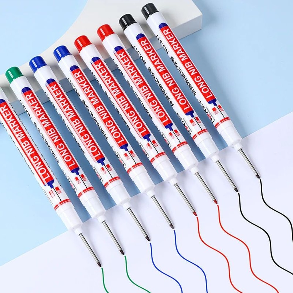Deep Hole Long Nib Marker Set 4 Piece Waterproof Marking Pens For Metal Woodworking Bathroom DIY 1