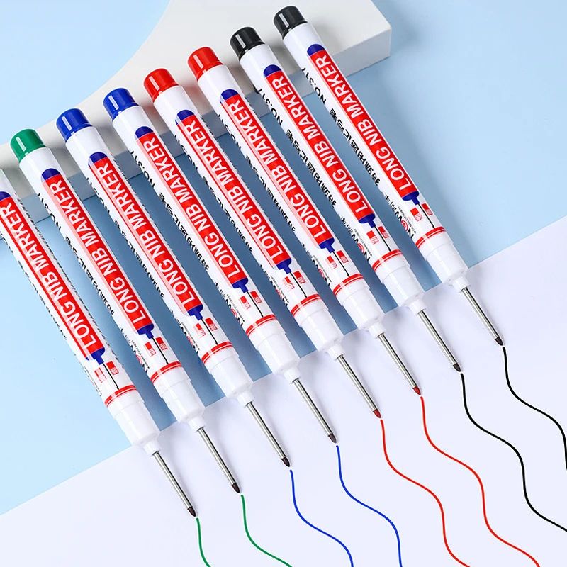 Deep Hole Long Nib Marker Set 4 Piece Waterproof Marking Pens For Metal Woodworking Bathroom DIY 1