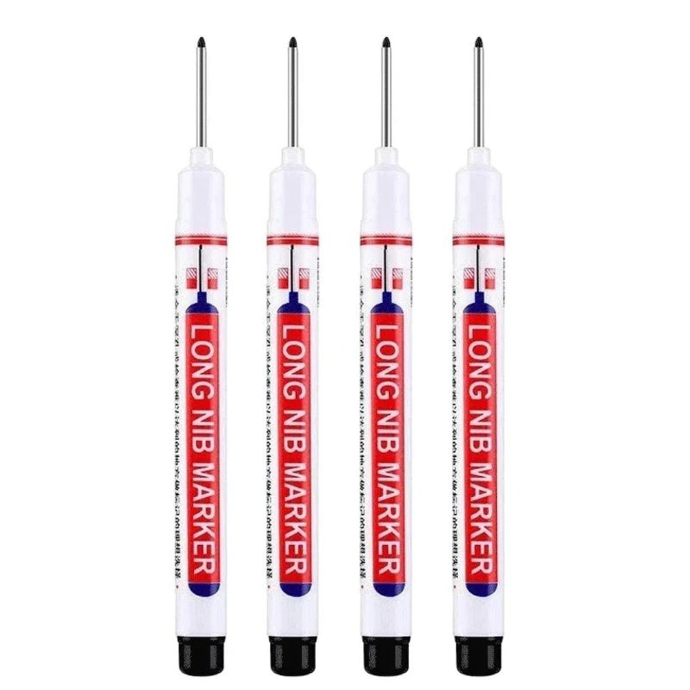 Deep Hole Long Nib Marker Set 4 Piece Waterproof Marking Pens For Metal Woodworking Bathroom DIY 5