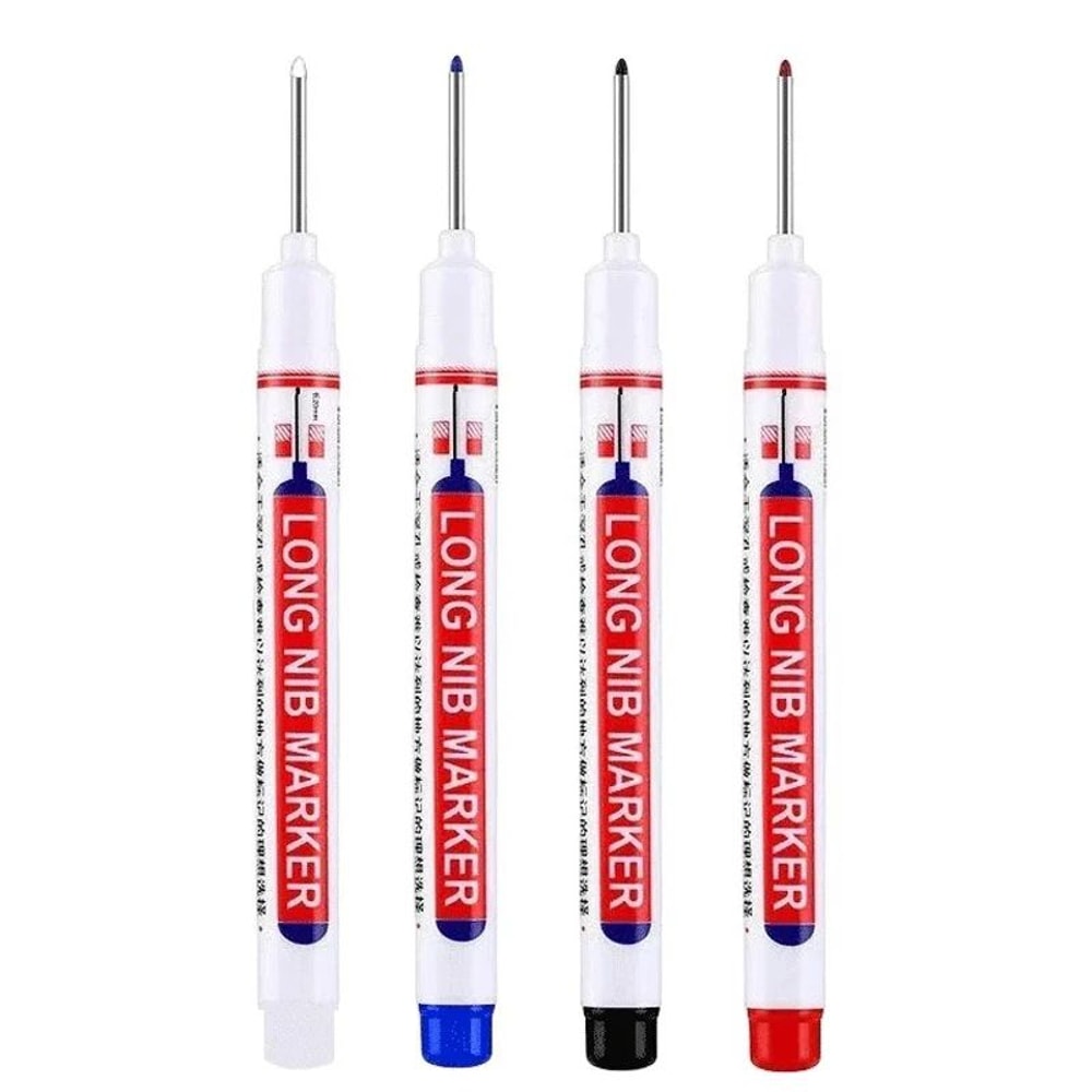 Deep Hole Long Nib Marker Set 4 Piece Waterproof Marking Pens For Metal Woodworking Bathroom DIY 8