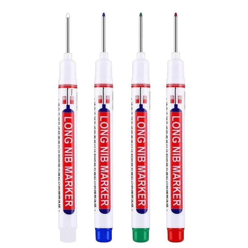 Deep Hole Long Nib Marker Set 4 Piece Waterproof Marking Pens For Metal Woodworking Bathroom DIY 10
