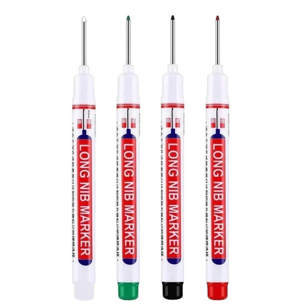 Deep Hole Long Nib Marker Set 4 Piece Waterproof Marking Pens For Metal Woodworking Bathroom DIY 11
