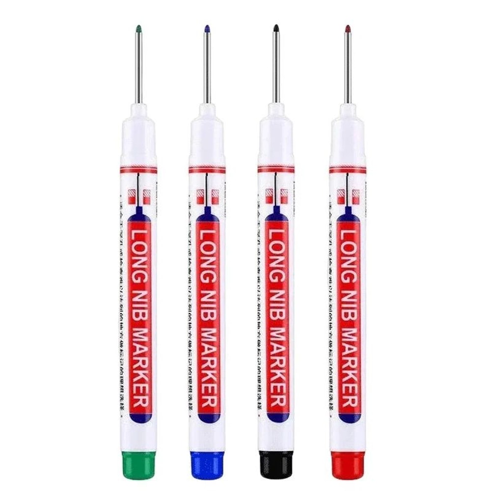 Deep Hole Long Nib Marker Set 4 Piece Waterproof Marking Pens For Metal Woodworking Bathroom DIY 12