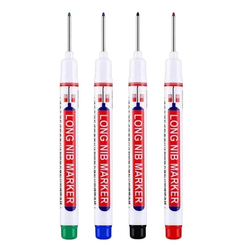 Deep Hole Long Nib Marker Set 4 Piece Waterproof Marking Pens For Metal Woodworking Bathroom DIY 12