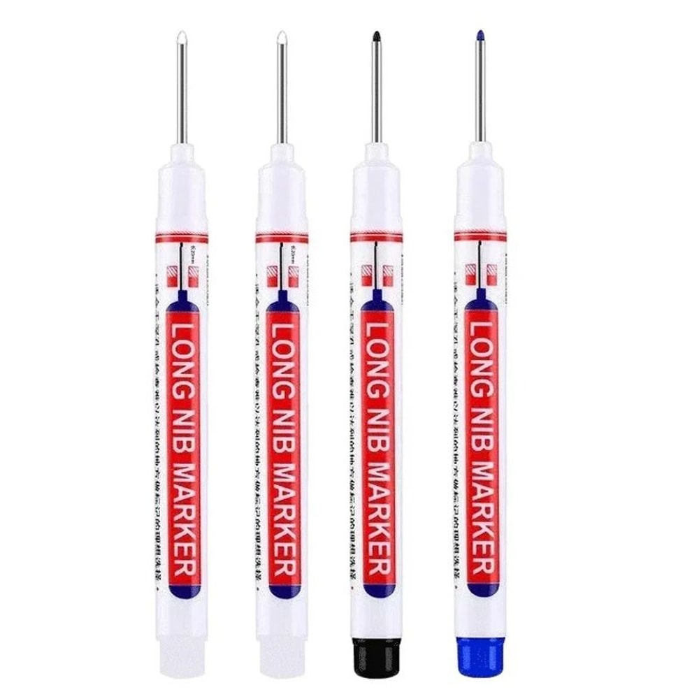 Deep Hole Long Nib Marker Set 4 Piece Waterproof Marking Pens For Metal Woodworking Bathroom DIY 23
