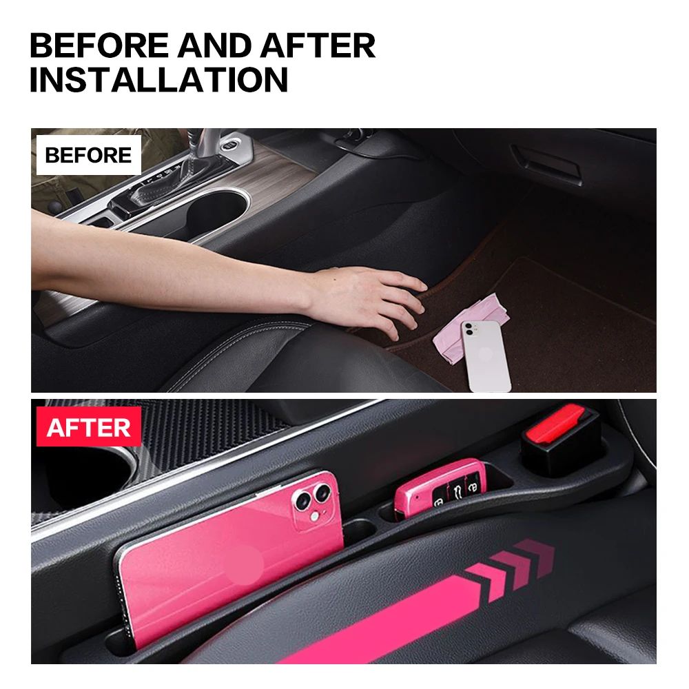 2 Piece Car Seat Gap Filler Organizer Crevice Blocker Between Seats Console Interior Accessory For 2