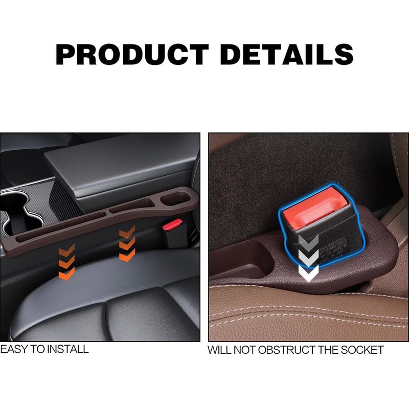 2 Piece Car Seat Gap Filler Organizer Crevice Blocker Between Seats Console Interior Accessory For 3