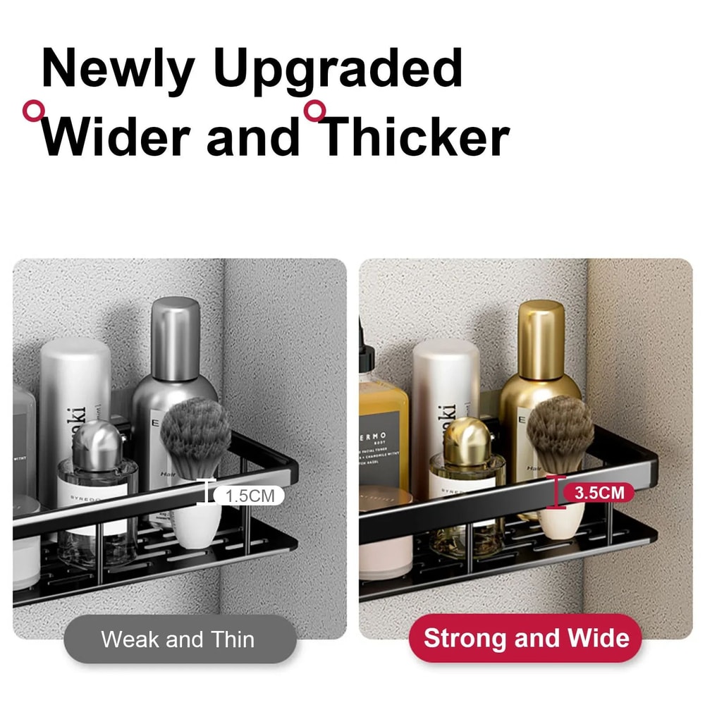 No Drill Bathroom Shower Shelf Wall Mounted Aluminum Shampoo Bottle Holder Corner Storage Rack For 5