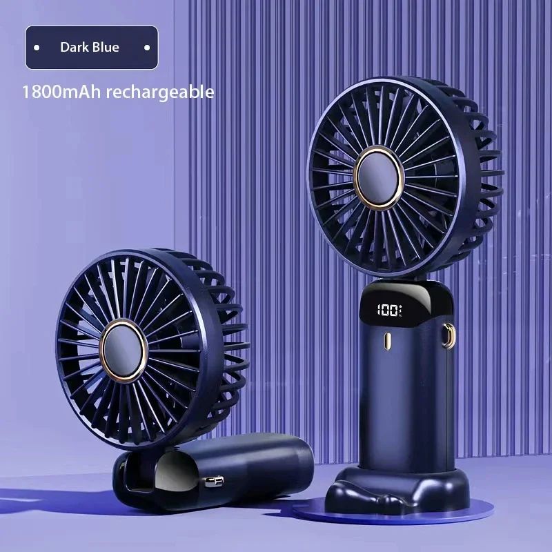 Foldable Handheld Mini Fan With Neck Hanging Design 5 Speed USB Rechargeable Fan With Phone Stand L 6