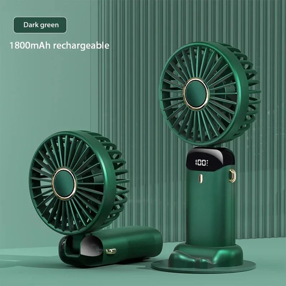 Foldable Handheld Mini Fan With Neck Hanging Design 5 Speed USB Rechargeable Fan With Phone Stand L 7