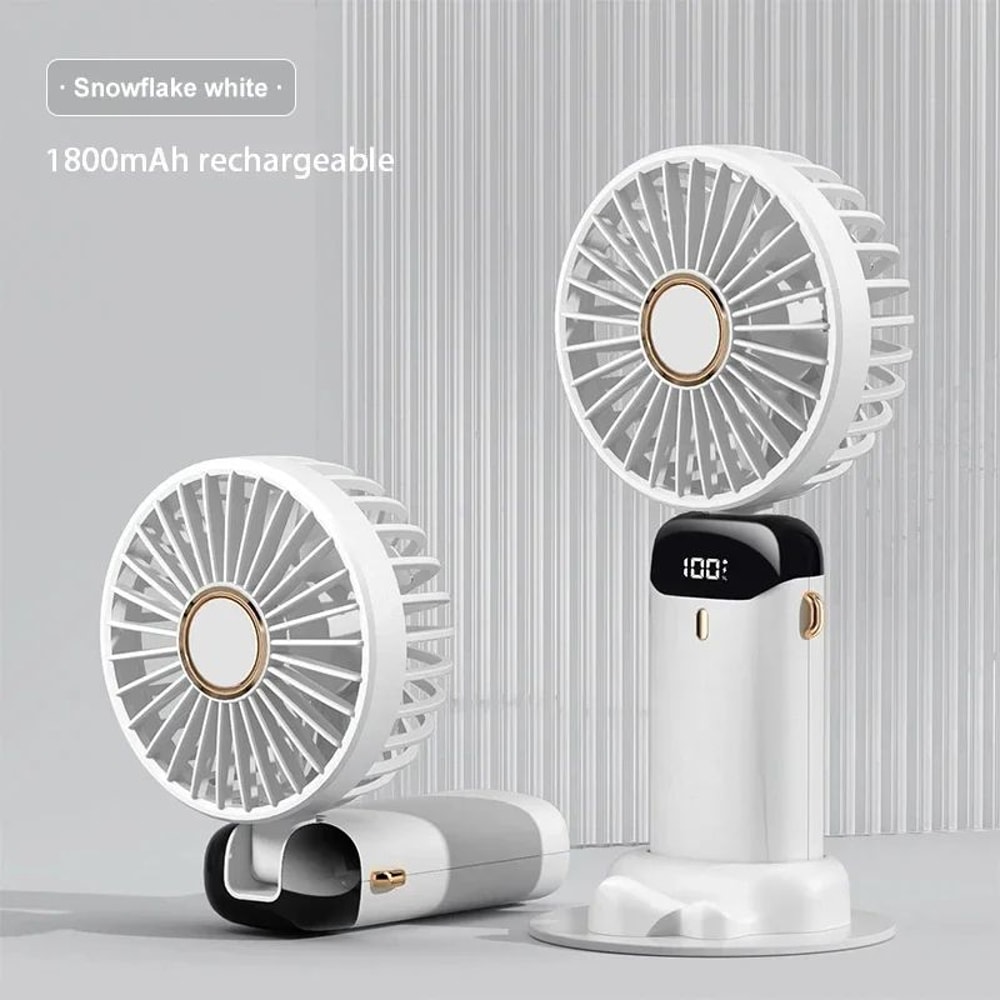 Foldable Handheld Mini Fan With Neck Hanging Design 5 Speed USB Rechargeable Fan With Phone Stand L 10