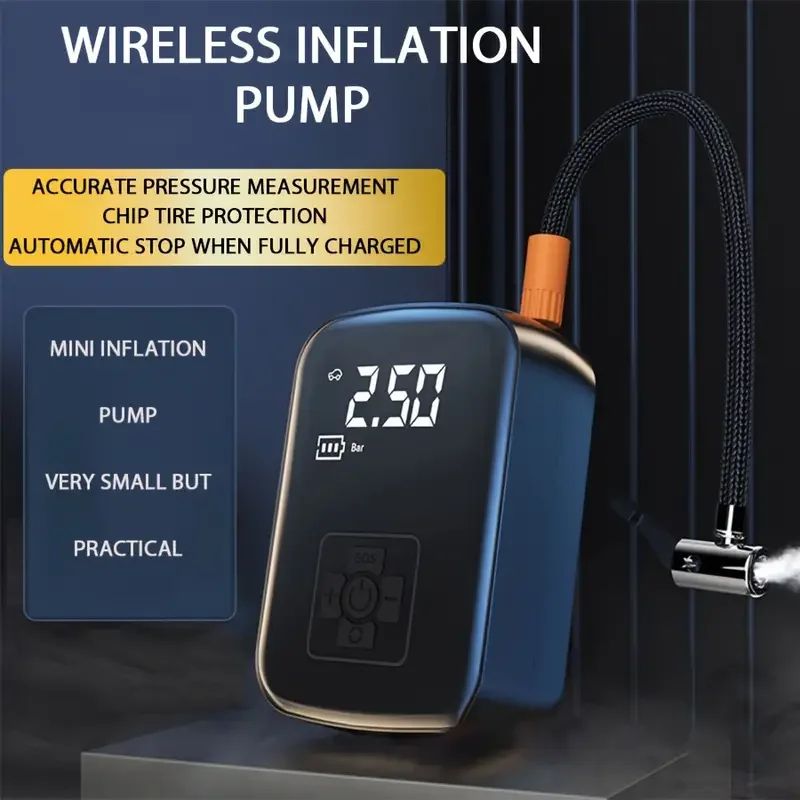 Wireless Car Air Compressor Tire Inflator With Digital Pressure Gauge For Car Motorcycle Bicycle Ba 1