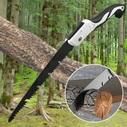 folding gardening hand saw with pruner grip, portable outdoor wood cutting saw for pruning, logging, and yard work