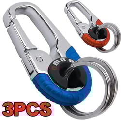 stainless steel keychain buckle for men with carabiner hook, durable key ring clip for car keys and outdoor use