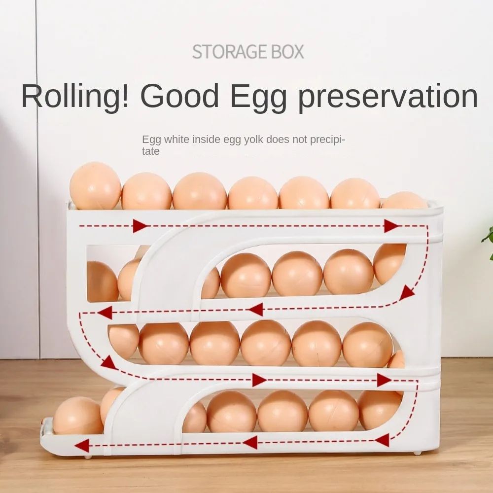 Automatic Egg Roller Organizer For Refrigerator Large Capacity Space Saving Egg Storage Rack 3 Or 0