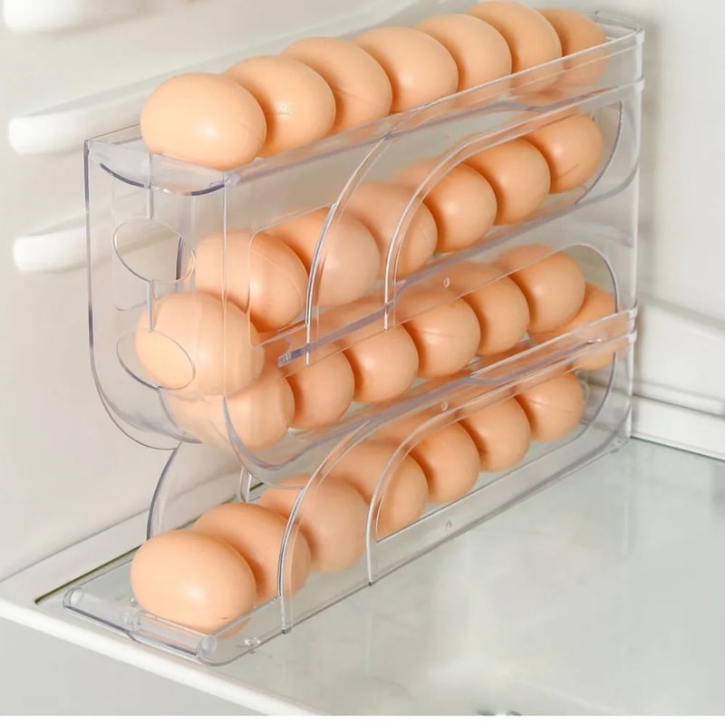 Automatic Egg Roller Organizer For Refrigerator Large Capacity Space Saving Egg Storage Rack 3 Or 1