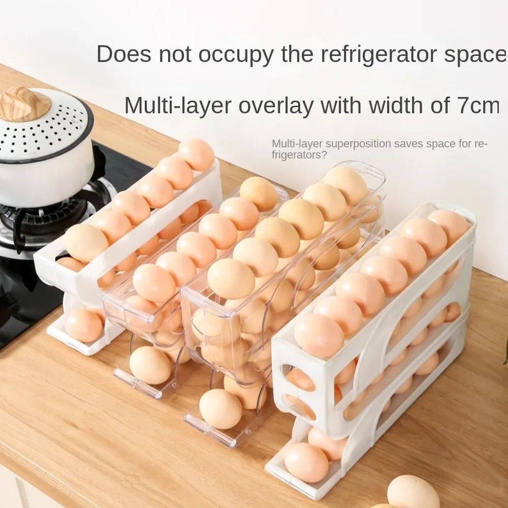 Automatic Egg Roller Organizer For Refrigerator Large Capacity Space Saving Egg Storage Rack 3 Or 3