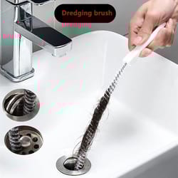 flexible drain cleaning brush for sink and pipe, long hair clog remover tool for kitchen and bathroom sewer cleaning