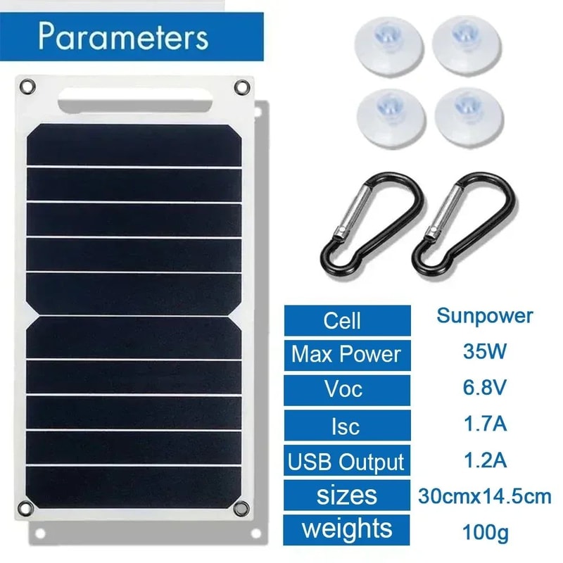 35W Portable Solar Panel 5V USB Charger Plate For Phone And Power Bank Outdoor Camping Solar Charge 5