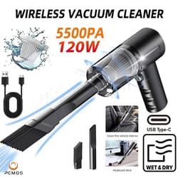 pcmos wireless handheld vacuum cleaner for home and car, powerful cordless 5500pa suction with washable hepa filter
