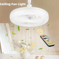 smart 2-in-1 e27 ceiling fan with led light & remote control, quiet adjustable fan lamp for bedroom & living room