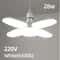 E27 Foldable Fan Blade LED Bulb 28W Deformable Ceiling Light 6500K Super Bright Garage Warehouse L 7