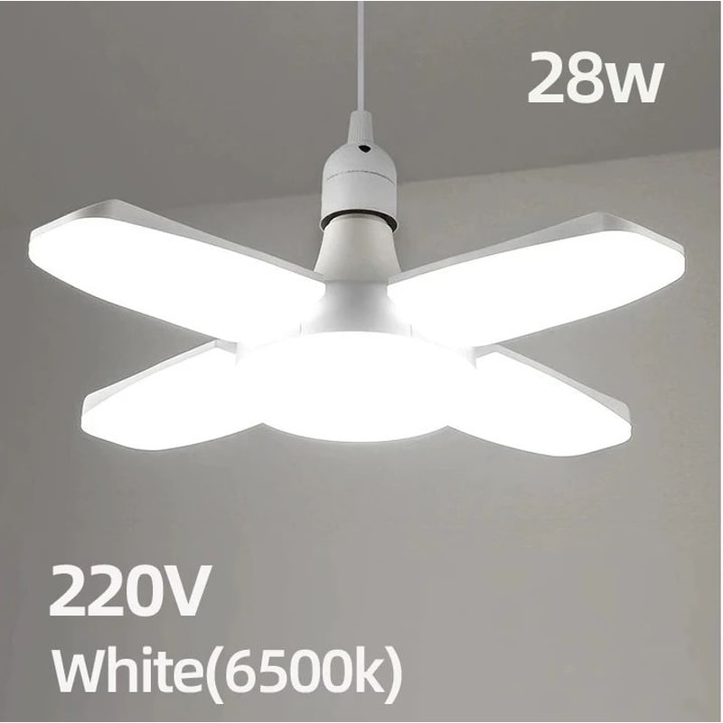 E27 Foldable Fan Blade LED Bulb 28W Deformable Ceiling Light 6500K Super Bright Garage Warehouse L 7