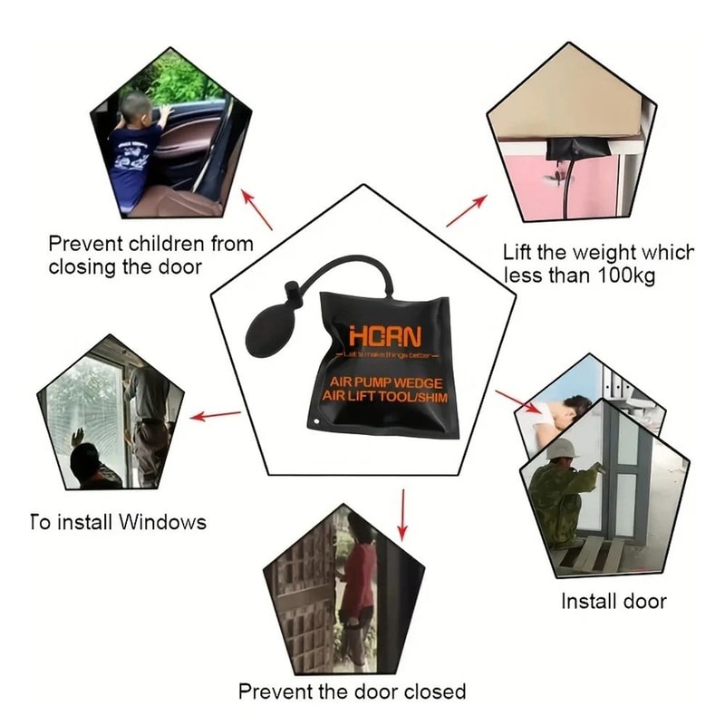 Inflatable Air Pump Wedge Tool 661 Lb Load Door Window Installation Alignment Airbag For Car Home 2