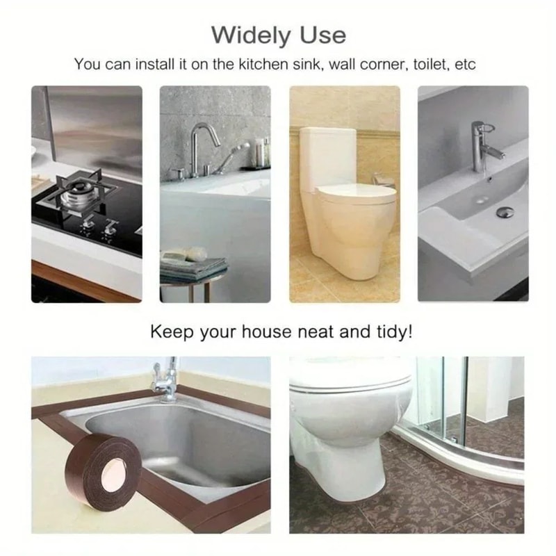 PVC Waterproof Sealing Tape For Bathroom Sink Shower Bathtub Toilet SelfAdhesive Wall Seal Sticker 5
