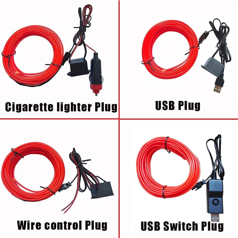 Car Interior LED Ambient Light Strips Cold Light Dashboard Console Decor With USB Or Cigarette Plug 1