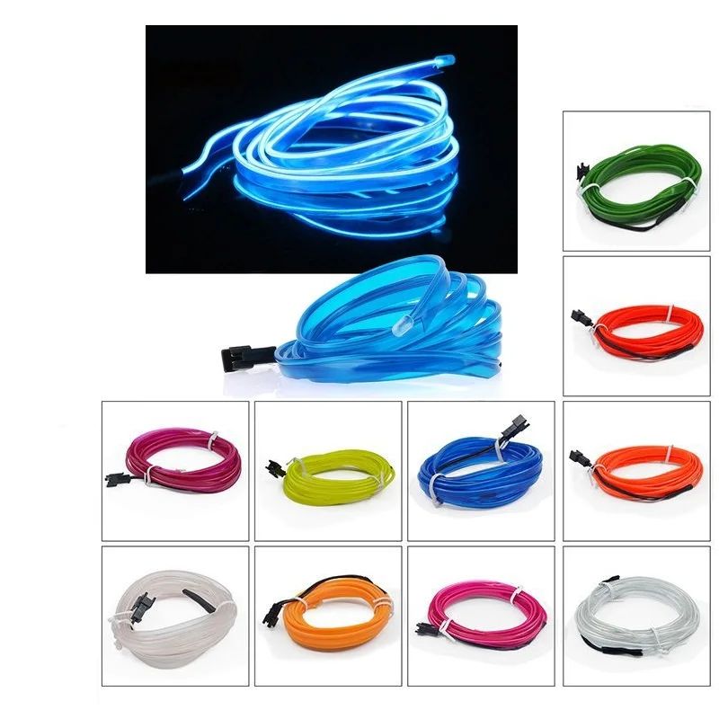 Car Interior LED Ambient Light Strips Cold Light Dashboard Console Decor With USB Or Cigarette Plug 2