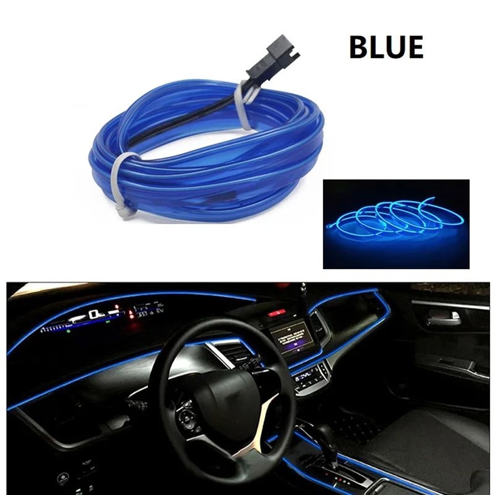 Car Interior LED Ambient Light Strips Cold Light Dashboard Console Decor With USB Or Cigarette Plug 11