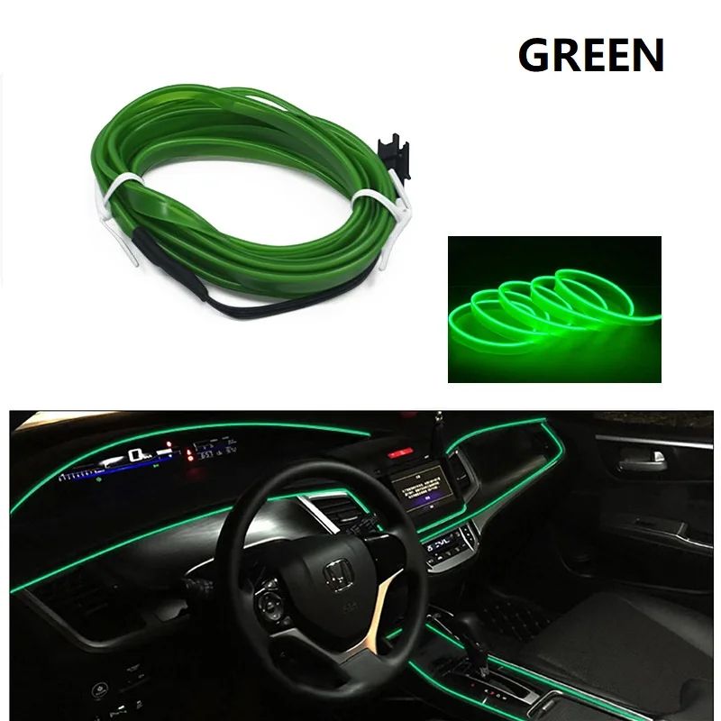 Car Interior LED Ambient Light Strips Cold Light Dashboard Console Decor With USB Or Cigarette Plug 12