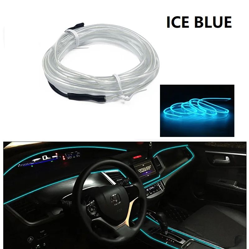 Car Interior LED Ambient Light Strips Cold Light Dashboard Console Decor With USB Or Cigarette Plug 13