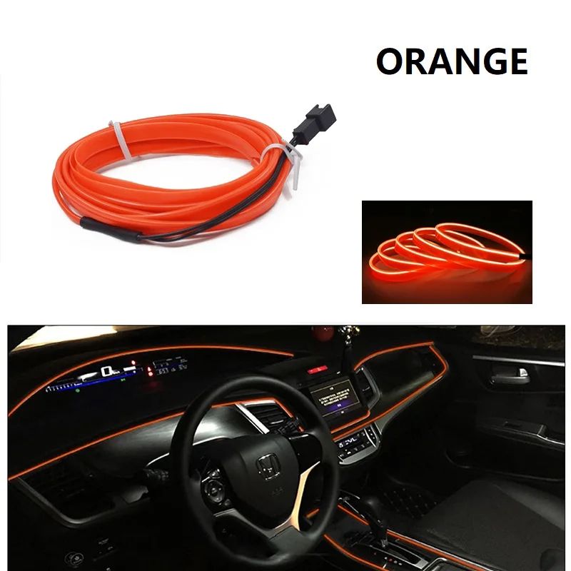 Car Interior LED Ambient Light Strips Cold Light Dashboard Console Decor With USB Or Cigarette Plug 7